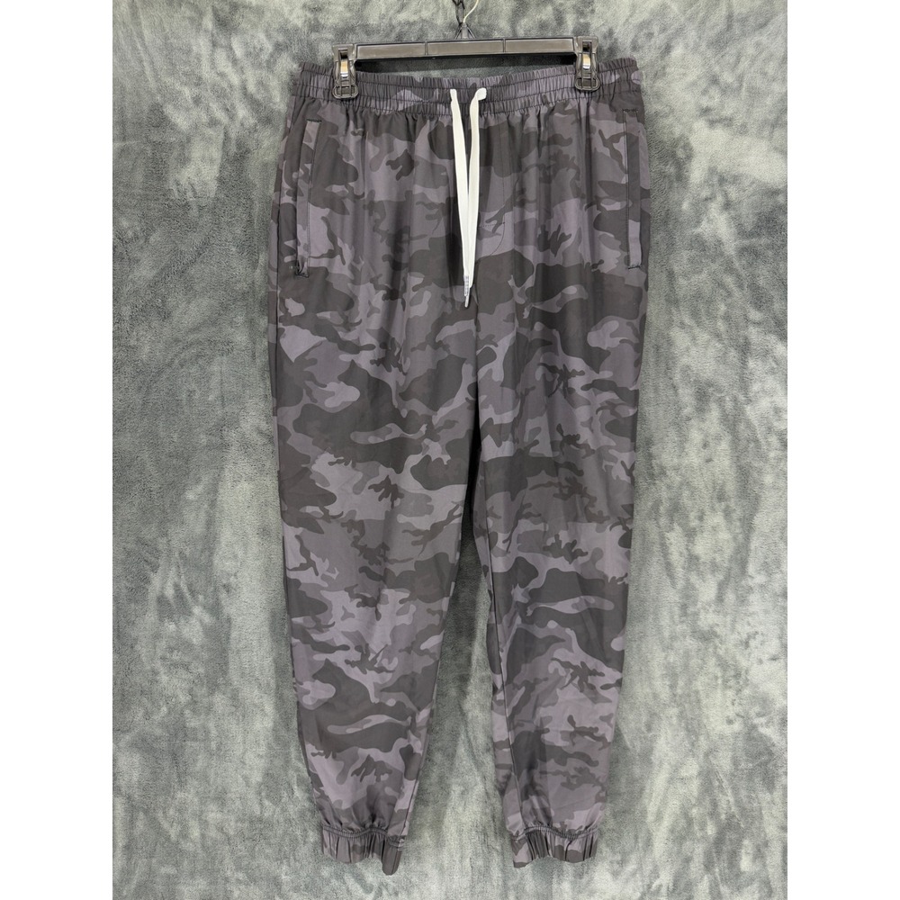 Cove Mens Grey Camo Joggers Recycled Polyester Spandex Active Pants Size 2XL